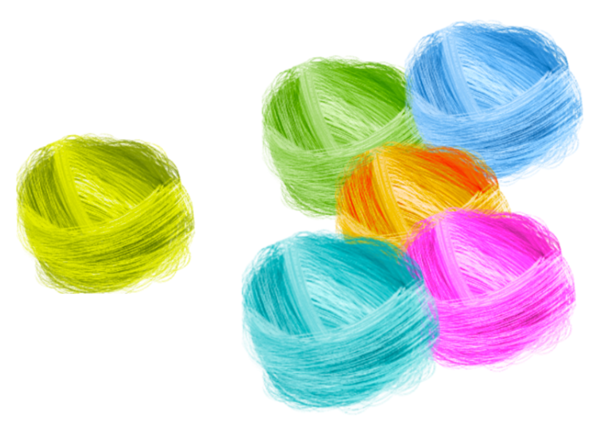 illustration of several yarn balls of various colours